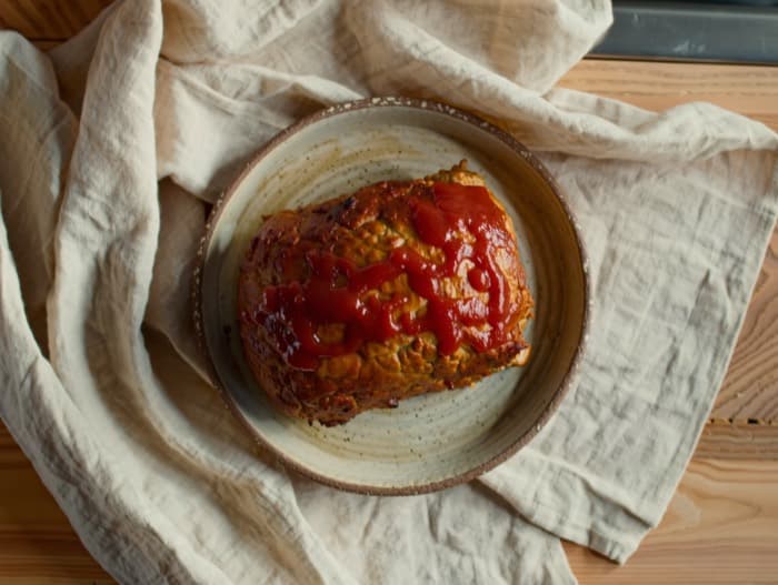 Glazed Meatloaf, plated and ready to serve
