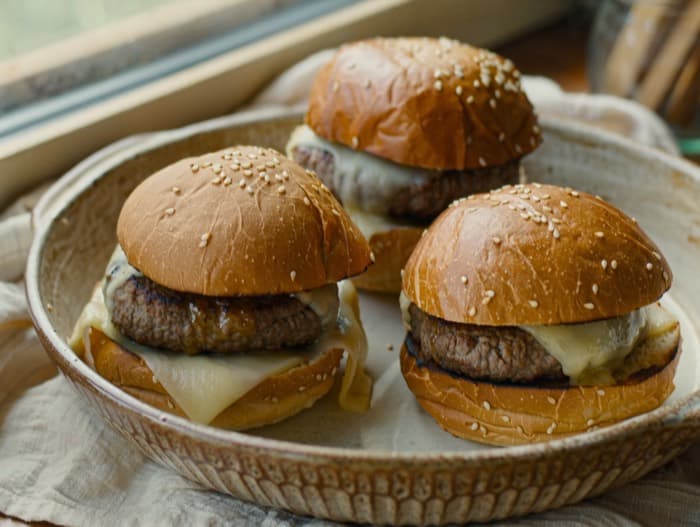Skillet Smash Burgers, plated and ready to serve