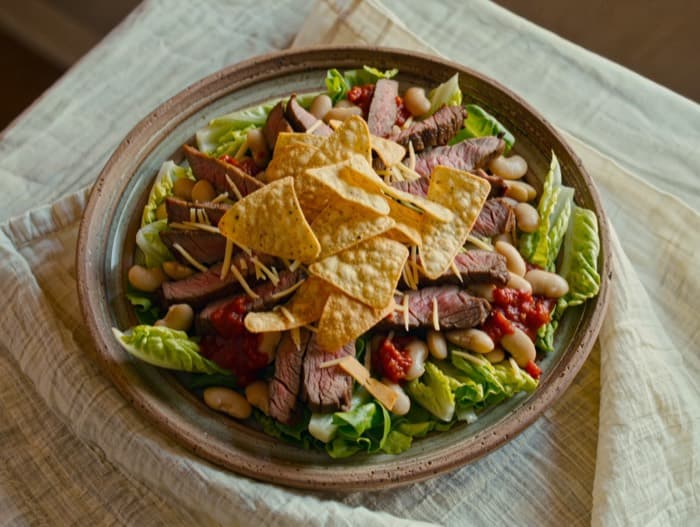 Tex-Mex Taco Salad, plated and ready to serve