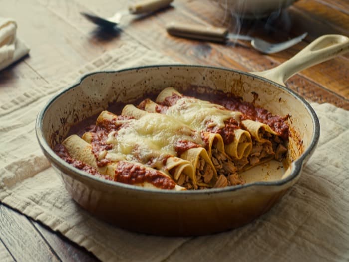 Turkey Enchilada Skillet Bake, plated and ready to serve