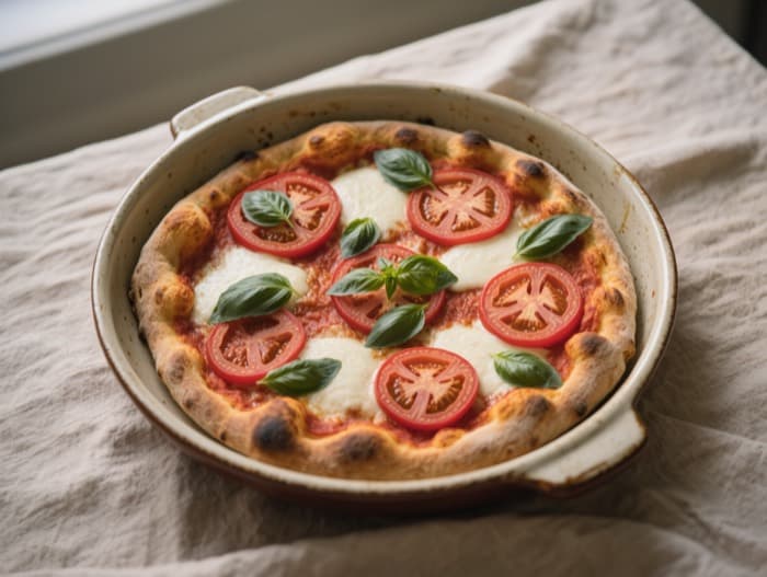 Sheet-Pan Margherita Pizza, plated and ready to serve