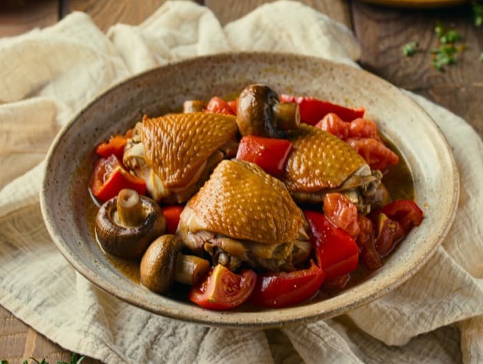 Chicken Cacciatore, plated and ready to serve