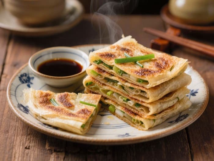 Scallion Pancakes, plated and ready to serve
