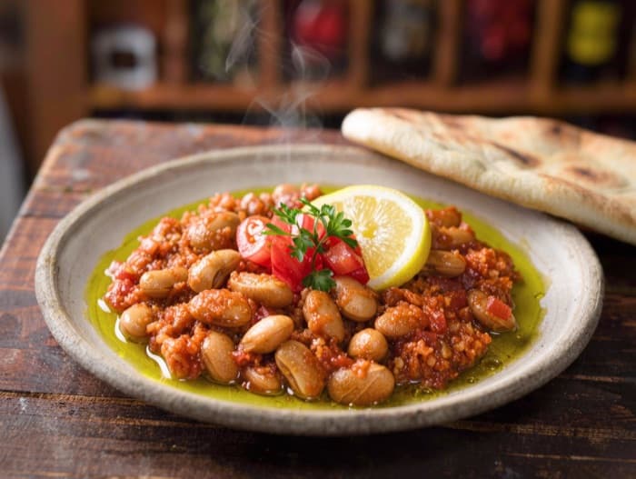 Ful Medames, plated and ready to serve