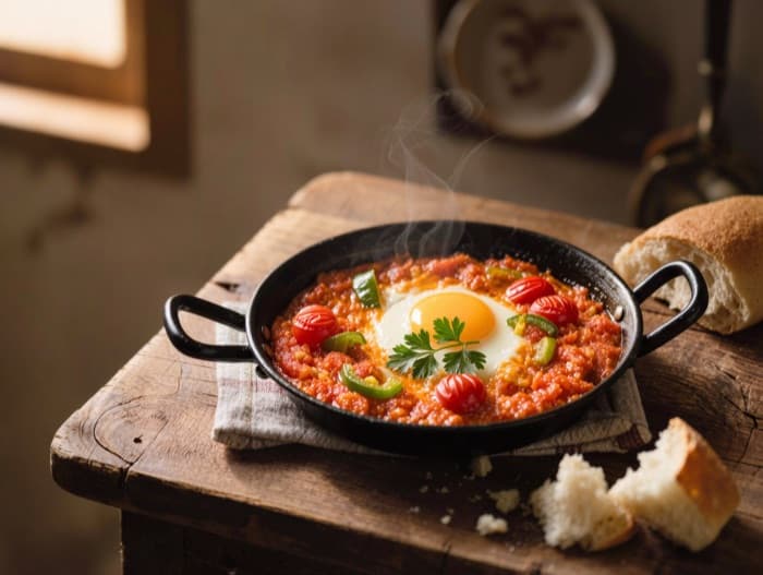 Menemen, plated and ready to serve