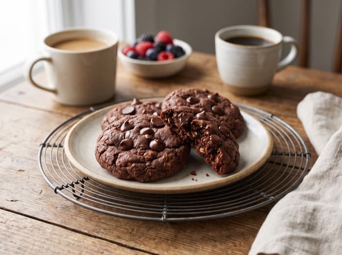 Cocoa Oat Breakfast Cookies, plated and ready to serve