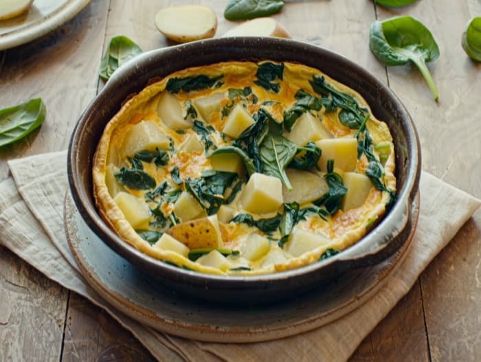 Potato and Spinach Frittata, plated and ready to serve