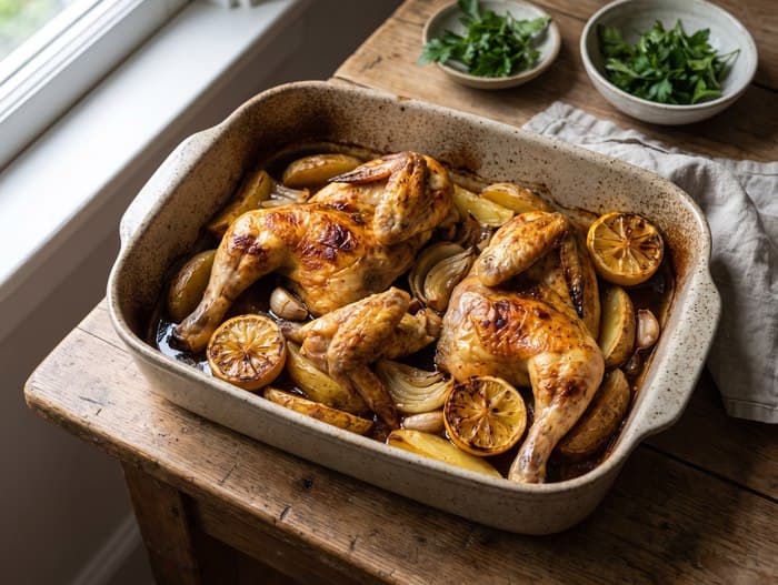 Egyptian Grilled Chicken with Garlic and Lemon, plated and ready to serve