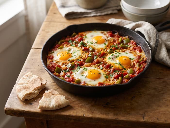 Egyptian Shakshuka, plated and ready to serve