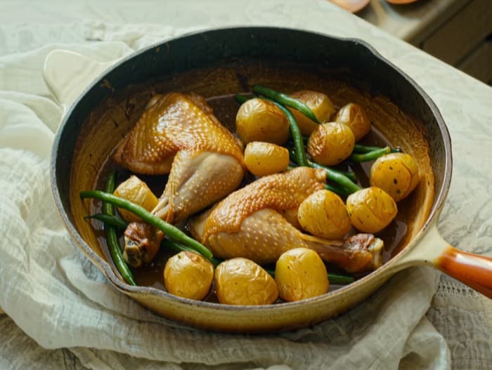 Lemon Garlic Sheet-Pan Chicken and Potatoes, plated and ready to serve