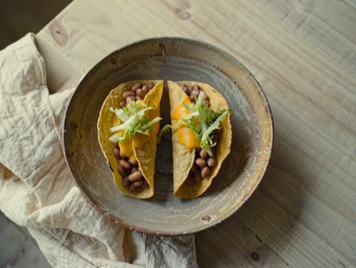 Bean and Cheese Tostadas, plated and ready to serve