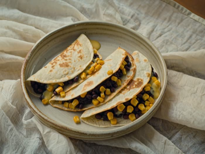 Black Bean and Cheese Quesadillas, plated and ready to serve