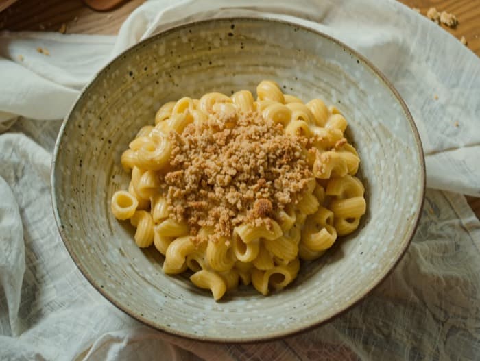 Baked Macaroni and Cheese, plated and ready to serve