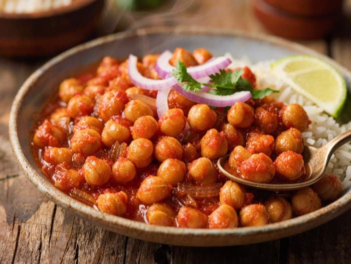 Chana Masala, plated and ready to serve